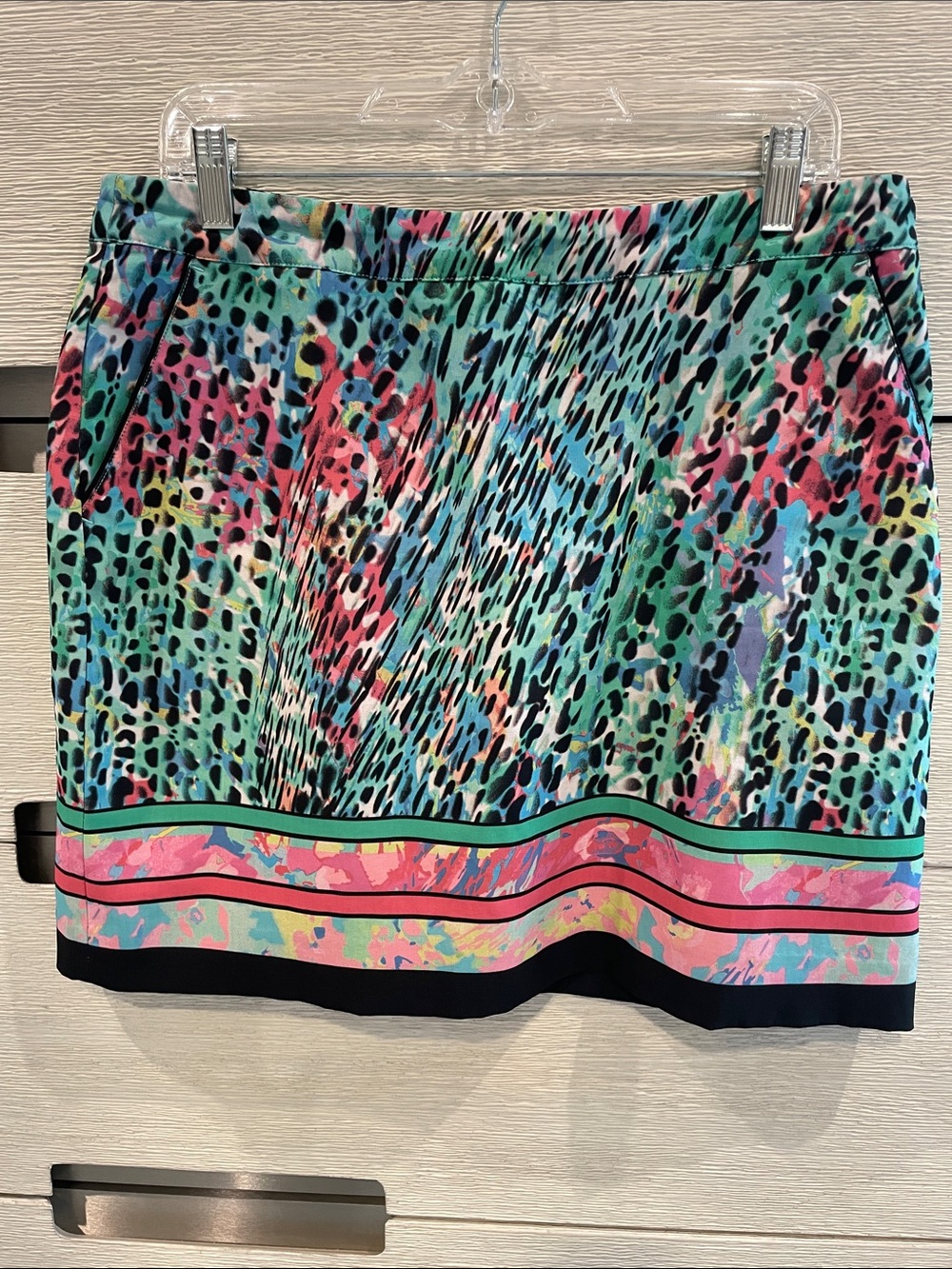 EP Pro Multi Color Green & Pink Abstract Animal-Print Skort M